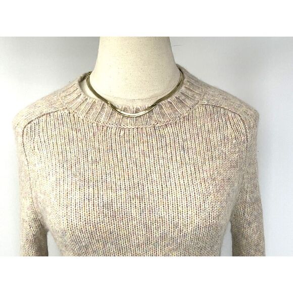J.Crew Alpaca Blend Crew Neck Sweater Ivory Speckled Yarn Long Sleeves - Picture 8 of 12